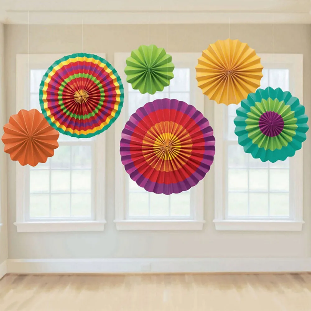 DIY Handcraft Paper Fan Stripe Dot Round Wheel Disc Party  