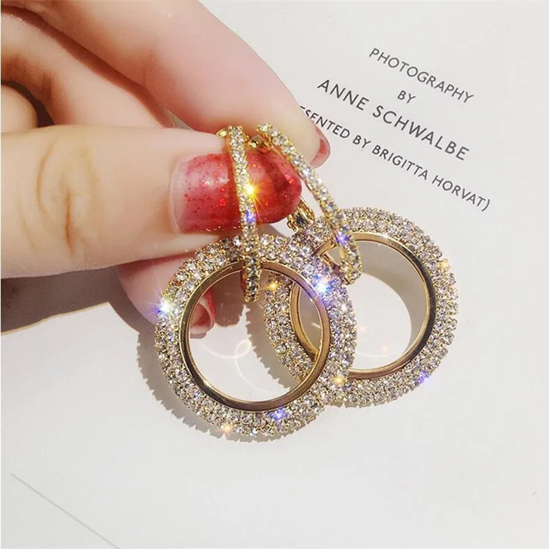 

ZORCVENS Fashion Rose Gold Color Clear Big Round Earrings Luxury AAA Cubic Zircon Drop Earrings Jewelry for Women