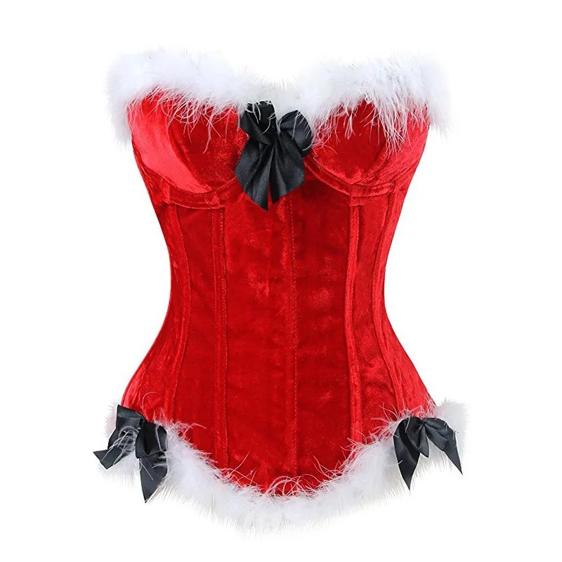 PULABO 2018 New Christmas Corset Costume Women's Miss Santa Bustier Top