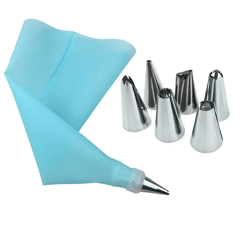 

Urijk New 8 PCS Silicone Kitchen Accessories Icing Piping Cream Pastry Bag 6 Stainless Steel Nozzle Set DIY Cake Decor Tips Set