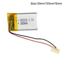 polymer lithium battery 602030 300mAh 3.7V Li po Polymer li ion Battery for Bluetooth Pen Camera GPS MP5 303040 Drop shipping