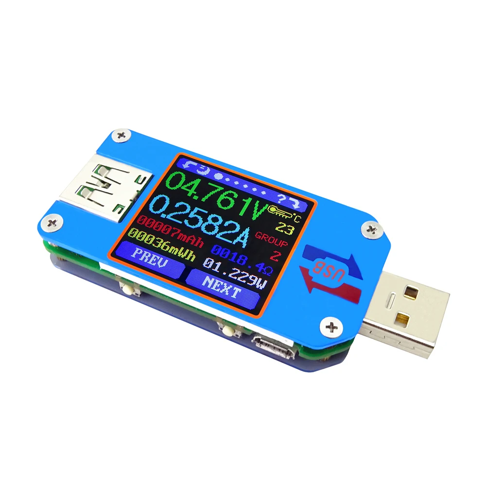 5 в 1 UM25C Вольтметр Амперметр USB тестер 2,0 тип-c цветной ЖК-дисплей кабель для зарядки аккумулятора сопротивление измерения