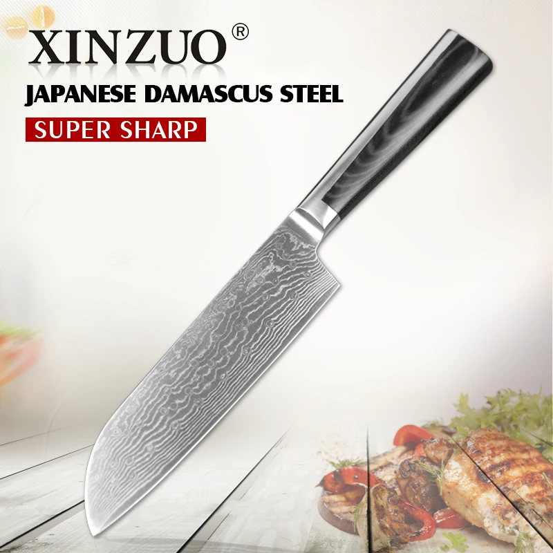 XINZUO 7 inch Santoku Knife Japanese Chef Knives VG10 Damascus Steel Kitchen Sharp Stainless Slicing | Дом и сад