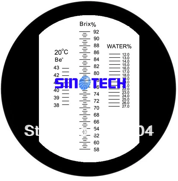 Ручной медовый водный рефрактометр Брикса 58-92% RHB-92TATC не инкулдное калибровочное масло