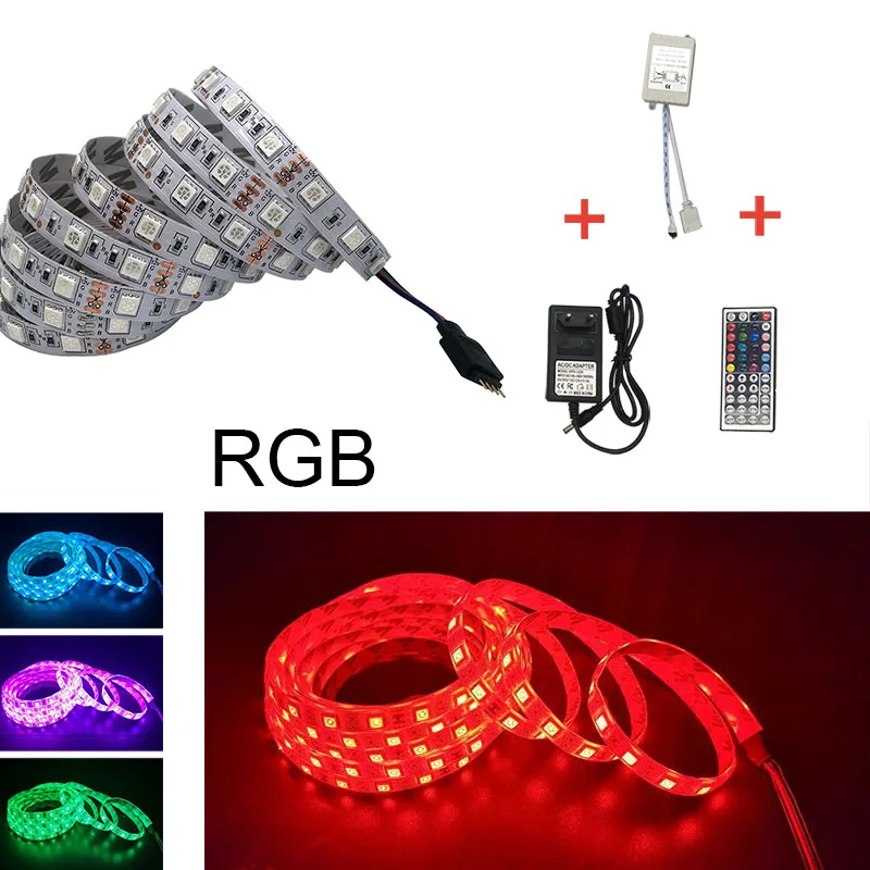 12 V Светодиодные ленты 5050 RGB света Гибкие RGB/белый/теплые белые украшения для дома освещения IP20/IP65 водонепроницаемая лента со светодиодными