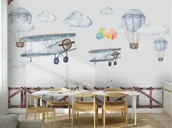 Детская спальня настенная бумага Фреска самолет воздушный шар фото рулон обоев контактная бумага водонепроницаемая холст настенная