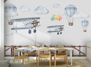 

Kids Bedroom Wall Paper Mural Airplane Hot Air Balloon Photo Wall Papers Roll Contact Paper Waterproof Canvas Wall Cover