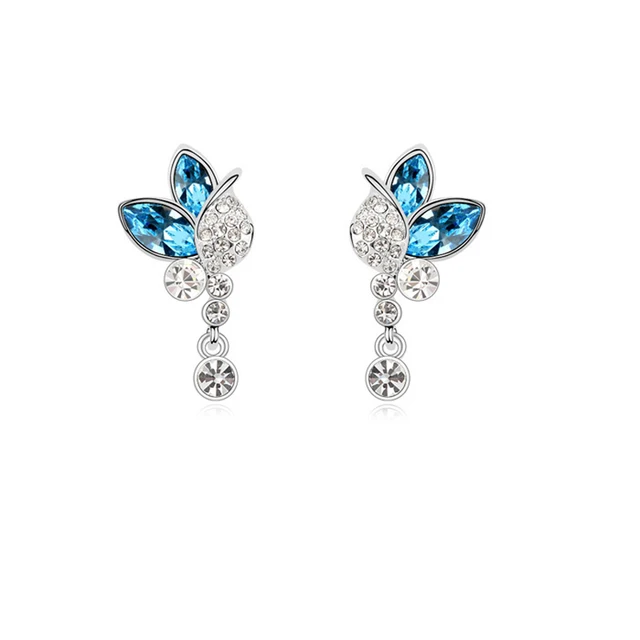 Blue Erfly Earrings Studs Ol Women Fashion Wedding Jewelry Blue Erfly Earrings Studs Ol Women Fashion Wedding Jewelry Accessories Austrian Crystal Nickle Free Christmas
