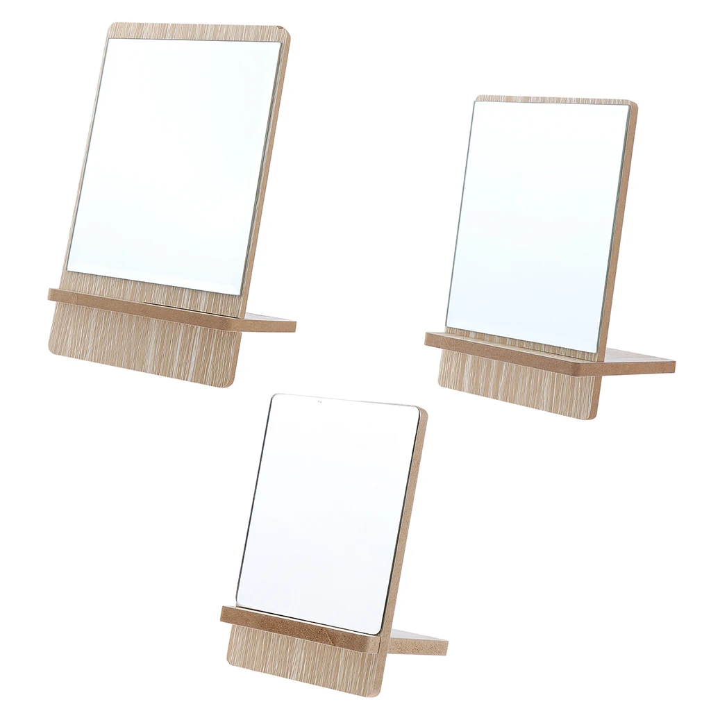 Bathroom Shaving Vanity Mirror Wooden Makeup Mirror Standing Mirror,High Definition Glasses Mirrors for Home,Office,Dormitory