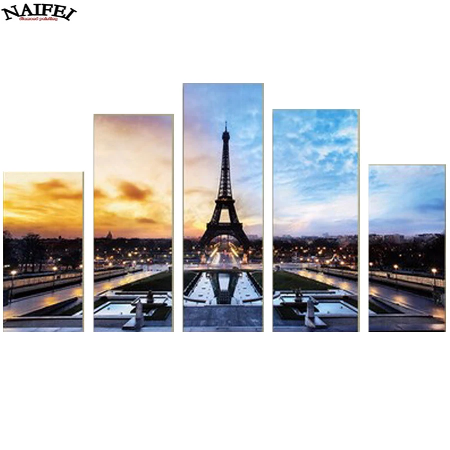 

5 pcs/set,5d DIY Diamond Painting Cross Stitch Eiffel Tower resin Diamond Embroidery Needlework Full Diamond mosaic Decorative