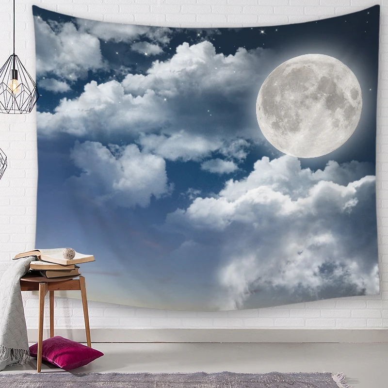 

Moon Scenery Tapestry Wall Hanging Sandy Beach Throw Rug Blanket Camping Tent Travel Mattress Bohemian Sleeping Pad Tapestry