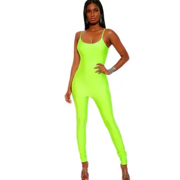 

2019 New Summer Sleeveless Spaghetti Strap Sexy Women Jumpsuits Solid Color Bodycon Casual Rompers Female Backless Slim Jumpsuit