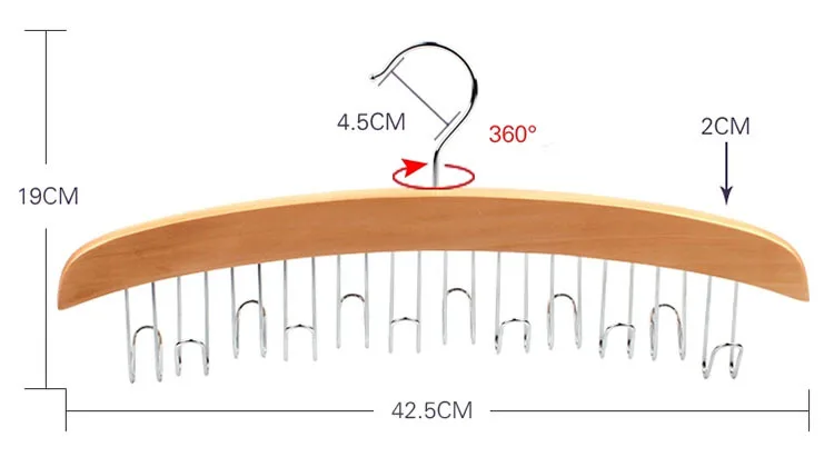 [ ] Роскошные 12 крючков твердая деревянная вешалка для галстука, шарфа, пояса, сумки-органайзер(5 шт./лот