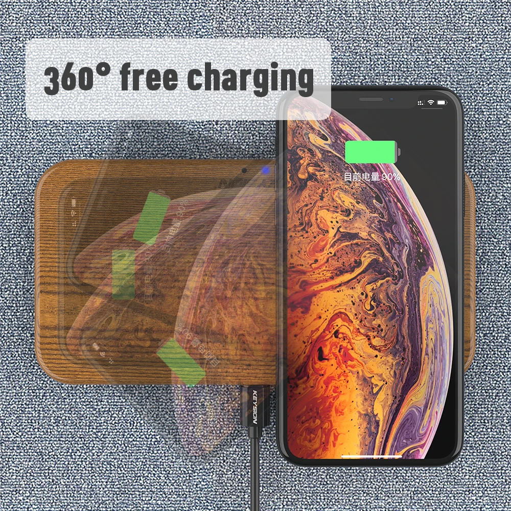 KEYSION Dual Wireless Charger 5 Coils Qi Fast