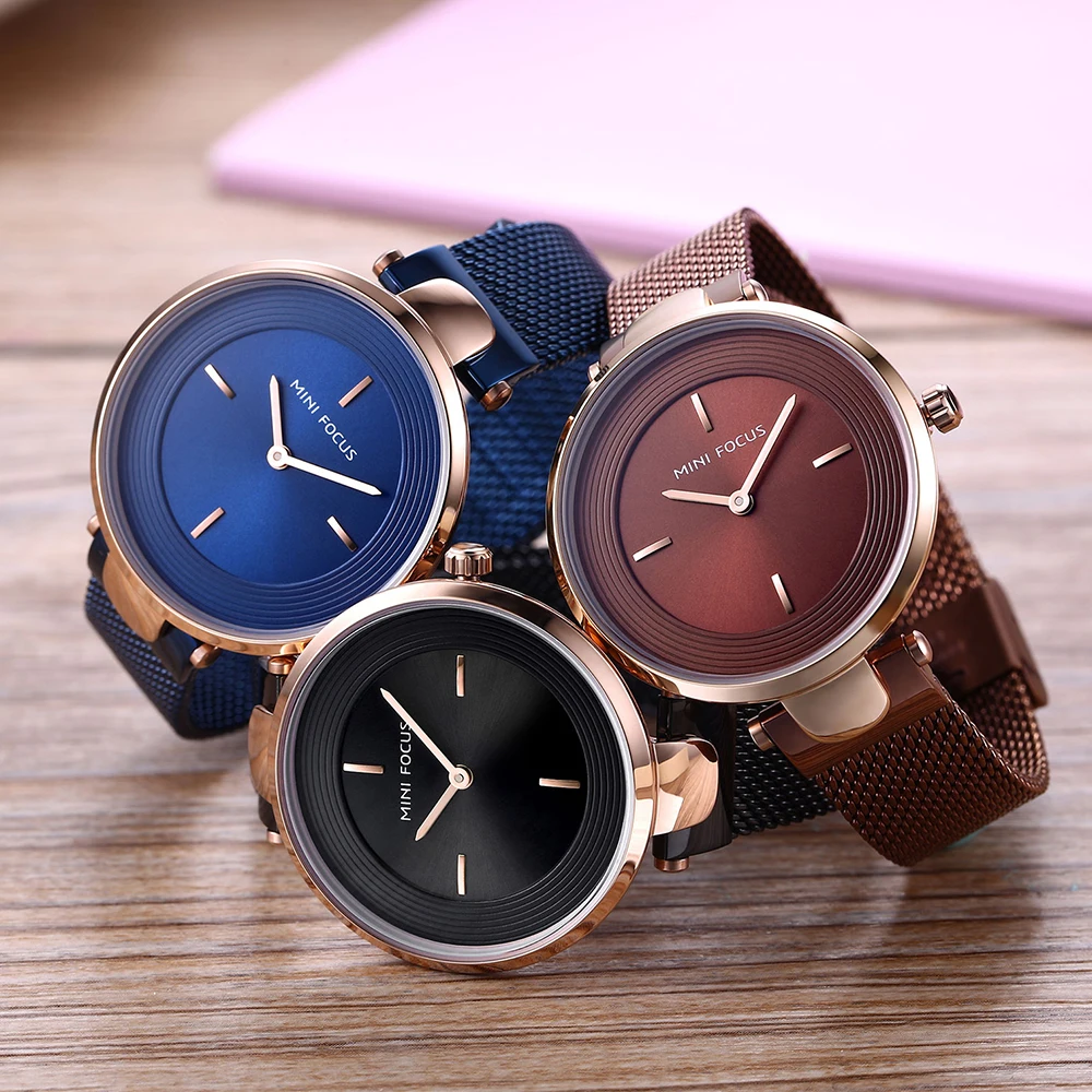 MINI FOCUS Brand Women Watches Luxury Blue Quartz Ladies Watch Women Diamond Bracelet Wrist Watch Female Clock Relogio Feminino