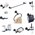 304 stainless steel towel rack towel bar soap dish blower rack toilet brush black bathroom hardware suite