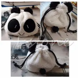 SFDVBB Пушистые Мягкие Плюшевые Panda лица Косметика Кошелек для монет Drawstring хранения сумка