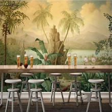 Beibehang papel де parede, пользовательские росписи обоев Европейский ретро пейзаж маслом тропический лес Бахо кокосовой пальмы