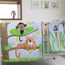 Детские бамперы в стиле унисекс для новорожденных; мягкая дышащая хлопковая простыня для младенцев; стеганая сумка для хранения; комплекты постельного белья с животными из мультфильмов для малышей