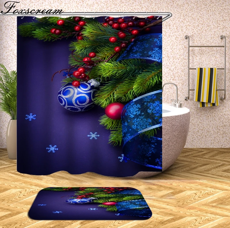Рождественская декоративная занавеска для душа s Санта Клаус занавеска для душа сонный Снеговик водонепроницаемый ванная душевая занавеска или коврик