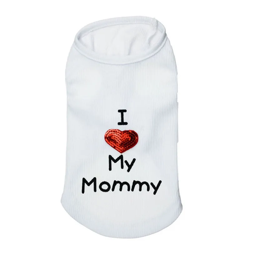 Осенне зимние футболки с надписью I Love My Daddy/Мама собака жилет Рубашка рисунком