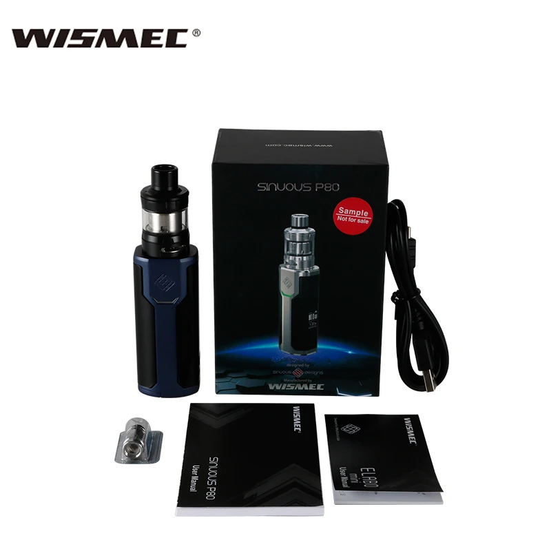 

IN STOCK Wismec Sinuous P80 with Elabo Mini Kit 2ML atomizer 0.2ohm Sinuous P80 Box MOD 80W Electronic Cigarette Vape Vaporizer