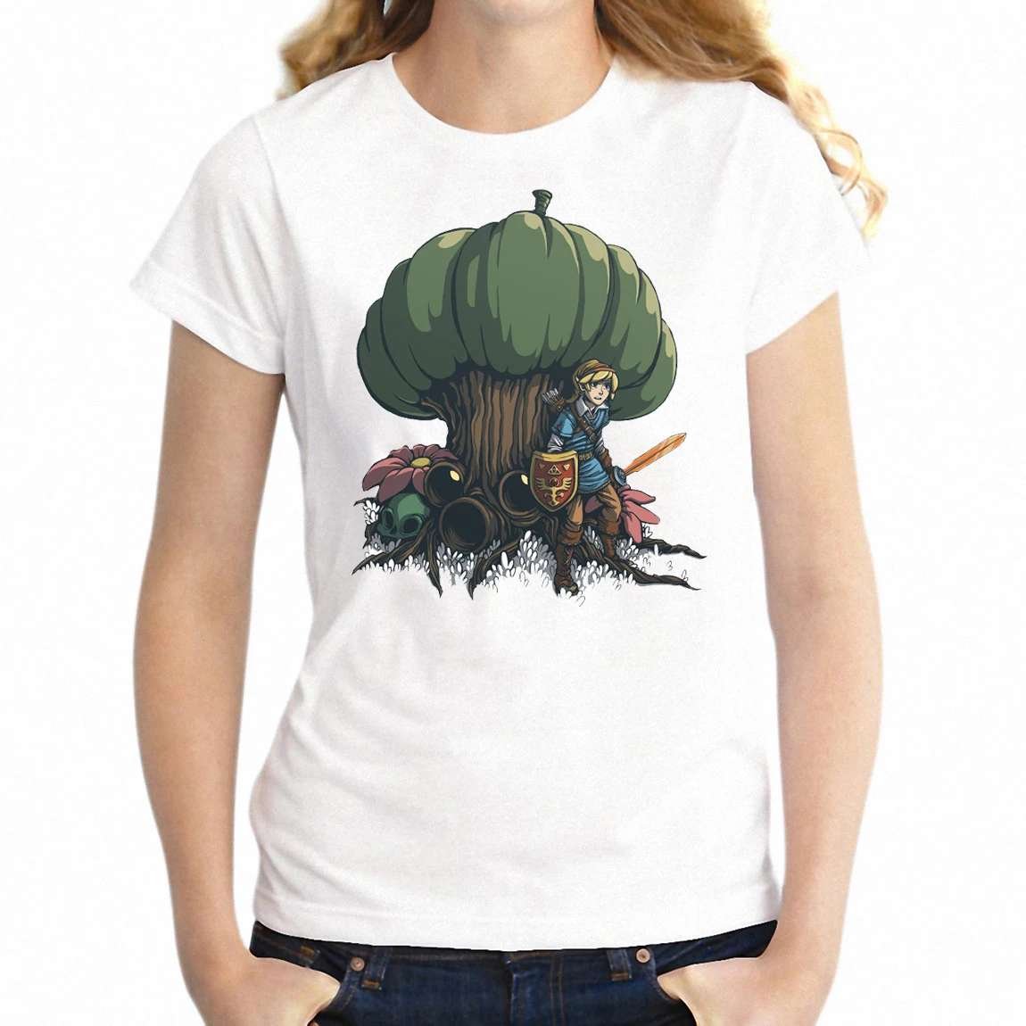

Women's T Shirt Hetsu and Korok Forest Link Legend of Zelda Gamer Girl's Tee