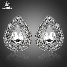 AZORA капли дизайн Прозрачные Серьги с цирконием кубической огранки TE0112