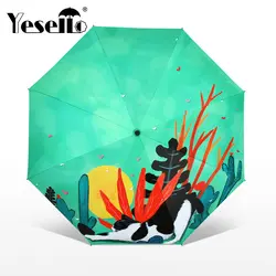 Yesello кошка печать животных зонтик дождь Для женщин Водонепроницаемый Для мужчин зонтик от солнца удобно девушки путешествия зонтик раза