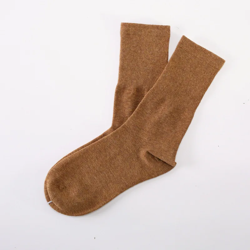 Женские носки, новинка, высокое качество, длинные носки, 5 пар, хлопок, одноцветные, толстые, теплые, для женщин, модные зимние носки для женщин - Цвет: Coffee