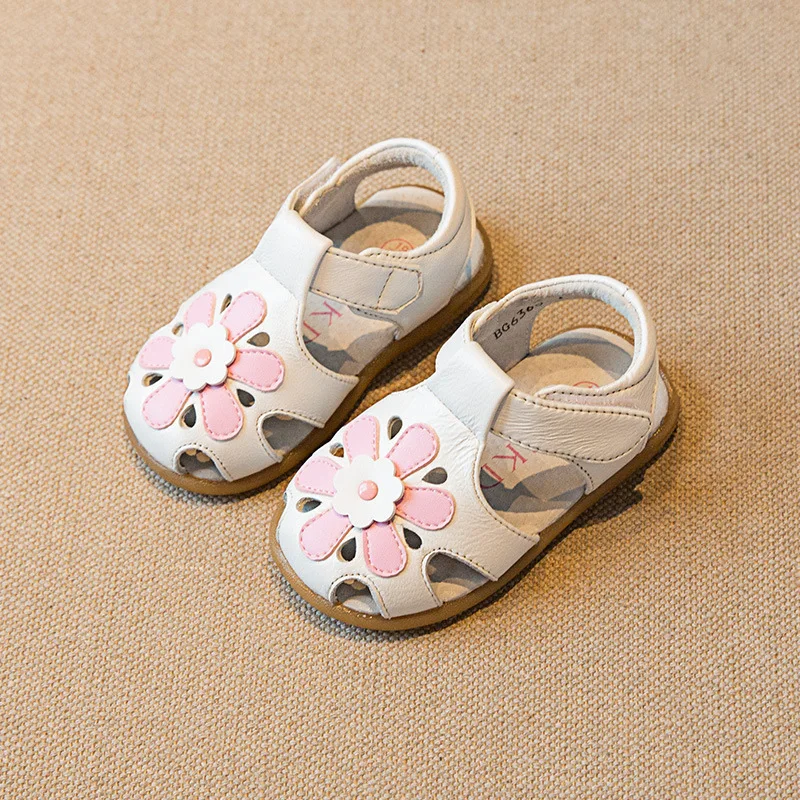 Soft Sole Baby Girls Sandals Summer Baby Flower Genuine Leather Shoes Infant baby Sandals -in 