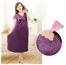 Gratis verzending vrouwen kant sexy nachthemd meisjes plus size badjas Grote size Nachtkleding nachtjapon Y02-3(China)