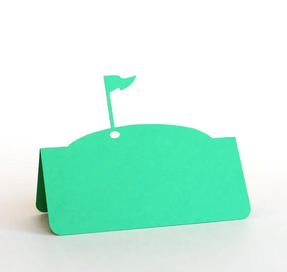 golf flag pin wedding party escort place cards tent seating table