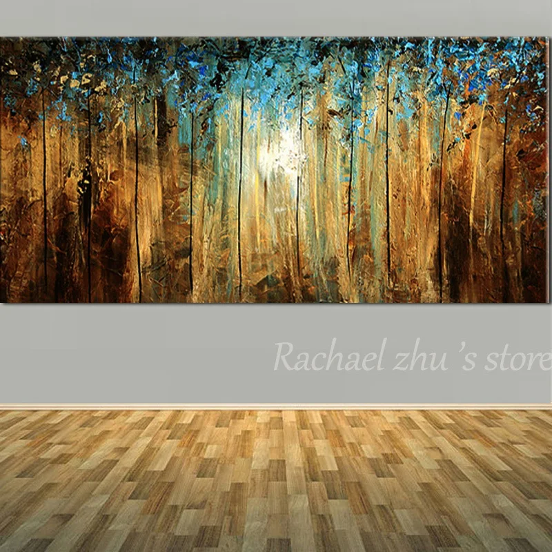 

New Hand Painted Abstract Art Blue Tree Landscape Oil Painting On Canvas Abstract Landscape Wall Picture Living Room Home Decor