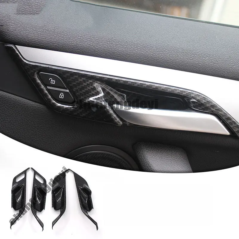 Carbon fiber pattern Interior Door Handle Panel Cover trim For BMW X1