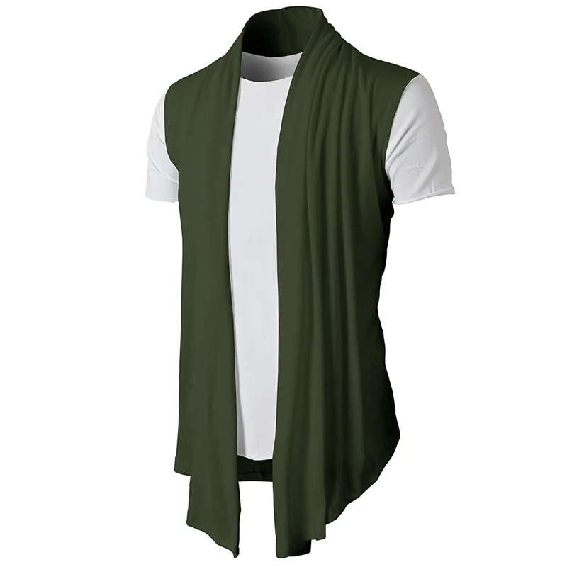 

2019 Spring Summer New Personality Joker Solid Color Sleeveless Casual Men's Cardigan Fine Cardigan Cardigan hip hop vest Y