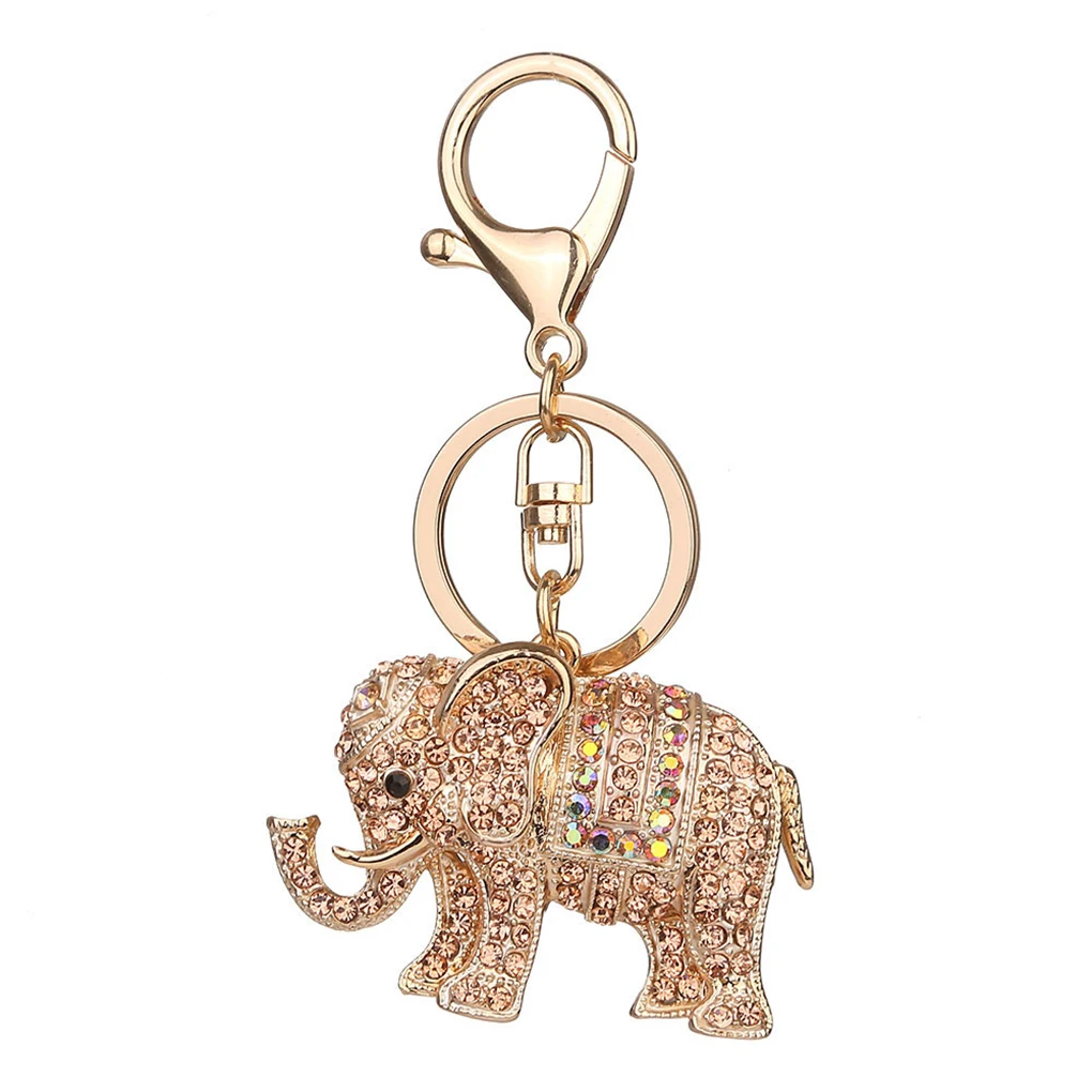 Elephant Keychain Rhinestone Crystal Purse Car Key Chain Bag Decorative