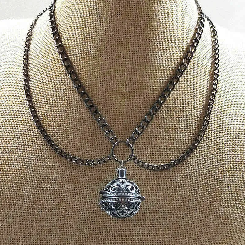 New design fashion Gothic Crystal locket Necklace Black chain Collar