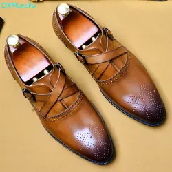 QYFCIOUFU Мужские модельные туфли свадебные туфли с острым носком слипоны Для мужчин s туфли-оксфорды в итальянском стиле из натуральной кожи;