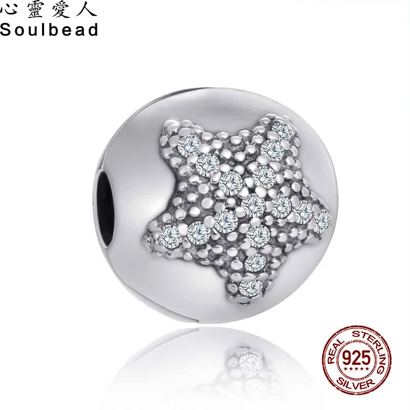 

Soulbead Beads Silver White CZ Starfish Clip Charm With Clear Cz Charms Silver 925 Original Gifts For Friends Birthday Presents