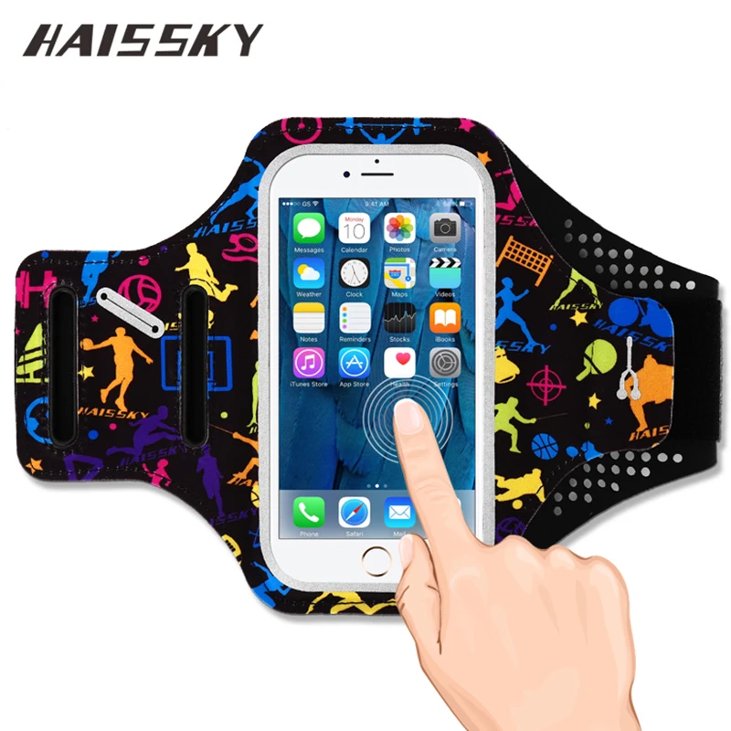 HAISSKY رسمت رياضة الجري شارة حقيبة لهاتف سامسونج S8 S9 S10 زائد A50 A70 Touchble حزام الذراع الفرقة على اليد ل فون xiaomi