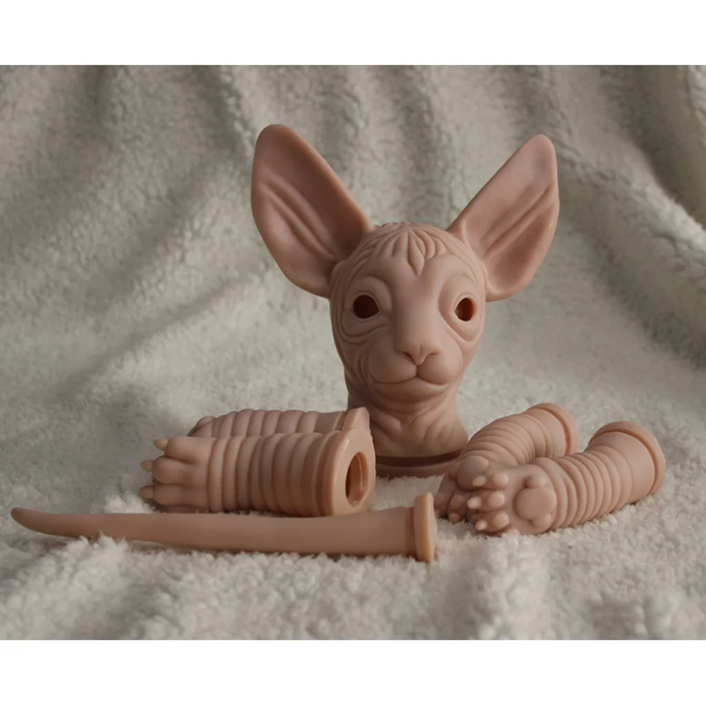 High Quality Silicone Sphynx Cat 18inch Reborn Kits Sphynx Cat Limb Mold With Clothes Realistic Cat Model Doll DIY Handwork