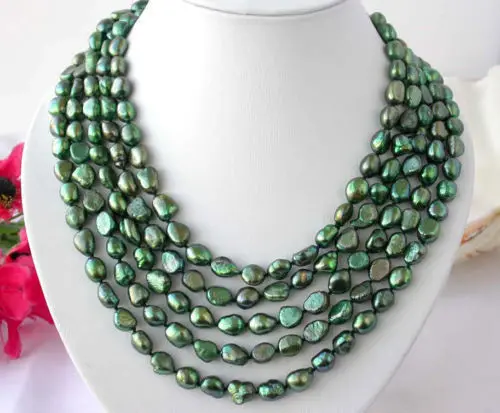 

Hot sale new Style >>>>>AAA baroque green FW pearl necklace Long 100