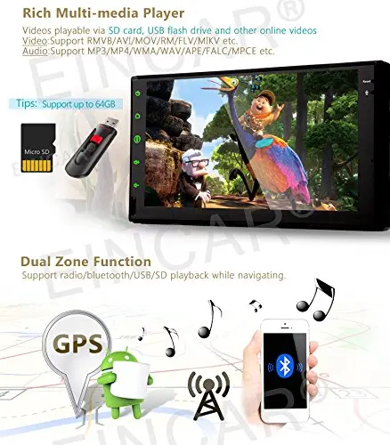 Sale Android 6.0 Car gps radio Stereo Double Din Head Unit In Dash GPS Navigator Radio Audio Player Support 1080P Video OBD2 WiFi SWC 3