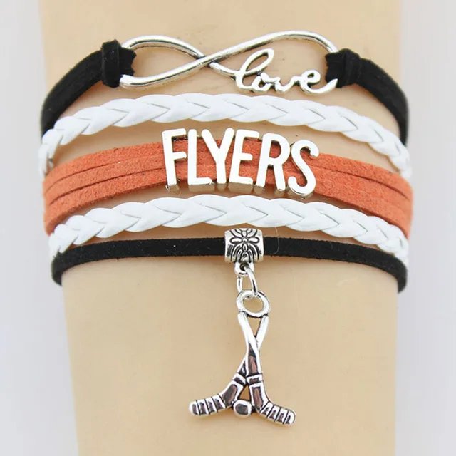 10 pieces lot infinity love flyers bracelets hockey team charm flyers bracelet with charm