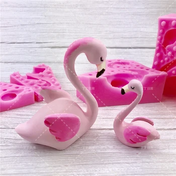 

Beautiful 3D Swan Flamingo Fondant Silicone Mold Candle Sugar Craft Tool Chocolate Cake Mould Kitchen DIY Baking Decorating