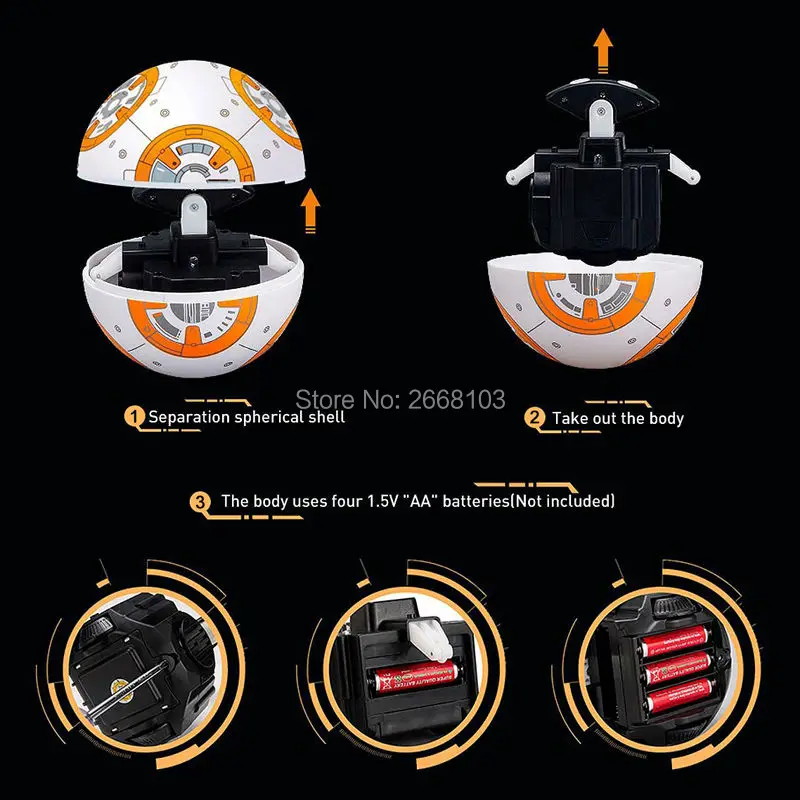 Обновленная модель дроида на радиоуправлении со звуковой музыкой версия BB 8 Ball 2 4G
