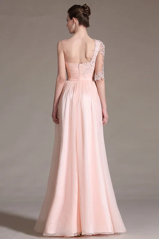 Free-Shipping-New-A-Line-One-Shoulder-Pink-Chiffon-Evening-Gowns (1)