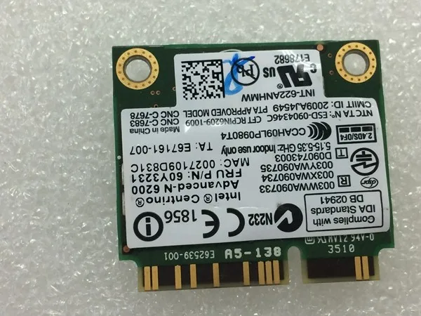 Ssea для Intel Advanced-N 6200 622 anhu Половина Mini pci-e Беспроводной карты для IBM X201s X201t X201 T410 t410i T510 L510 FRU 60y3230