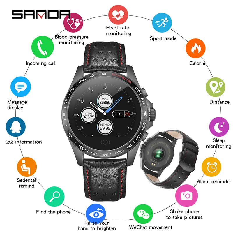 Сандалии кожаные Смарт-часы CK23 IP67 Водонепроницаемый монитор сердечного ритма крови Давление Для мужчин женские умные часы для IOS Android